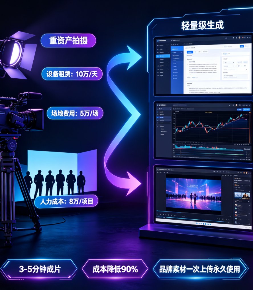燃点魔方AI Agent后台批量生成培训视频的操作界面,左侧为课件上传区,右侧为分镜预览和渲染进度