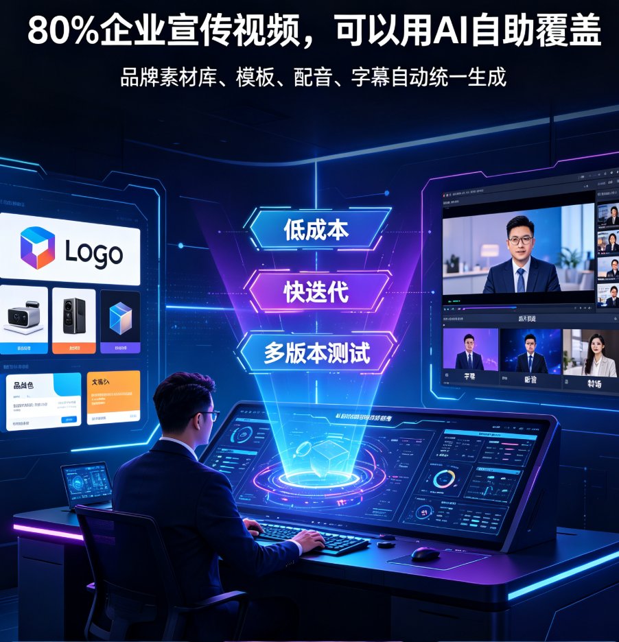 企业宣传视频制作成本高？2026年AI自助与外包费用对比，帮你省下80%预算