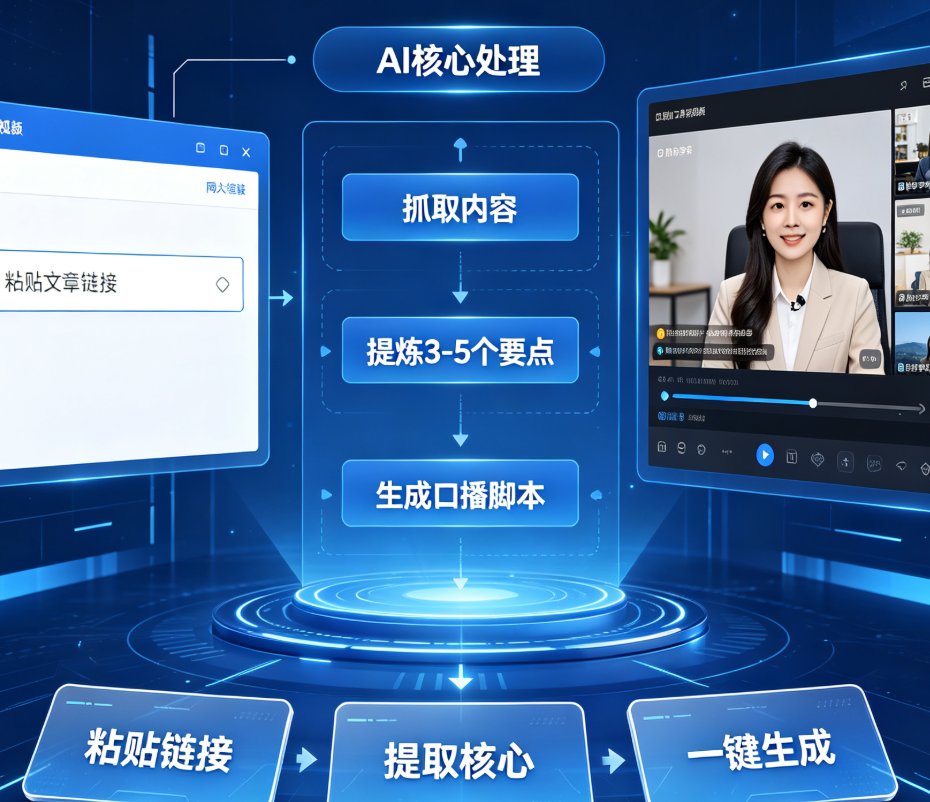 链接转视频总失败？燃点魔方智能提取核心内容自动生成口播短视频