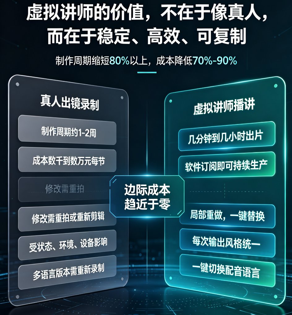 燃点魔方知识播讲功能界面,左侧为课件上传区,右侧为虚拟讲师预览窗口