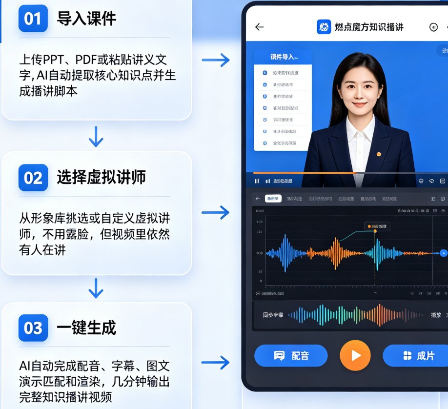 知识播讲短视频怎么做？燃点魔方虚拟讲师如何降低课程制作门槛？
