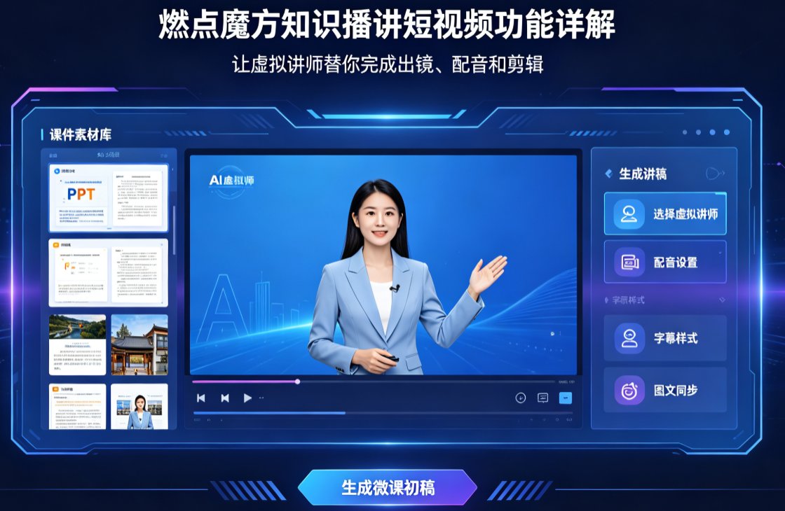 知识播讲视频配音不自然？燃点魔方多语言AI配音，让虚拟讲师更亲切