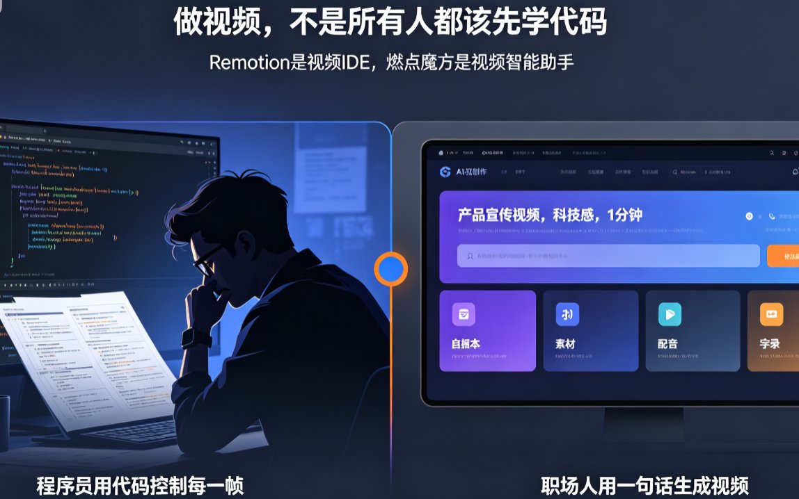 燃点魔方 vs Remotion：企业视频制作工具深度对比测评
