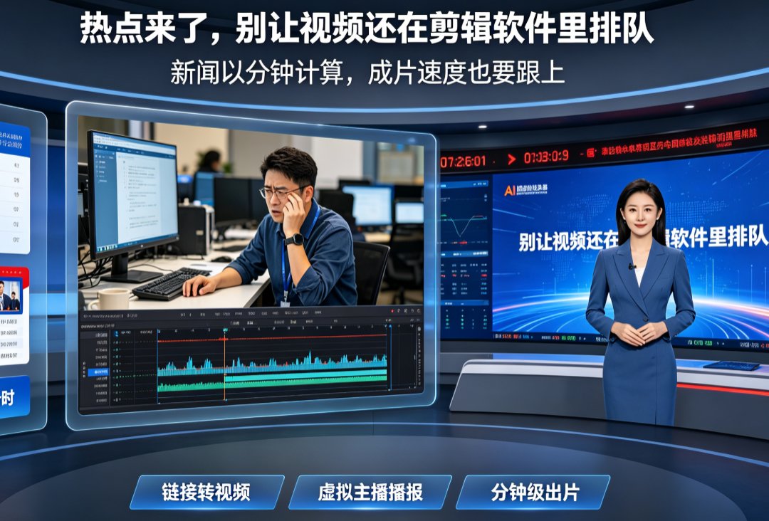 新闻热点怎么快速出视频？燃点魔方新闻播讲功能，输入链接自动生成主播播报
