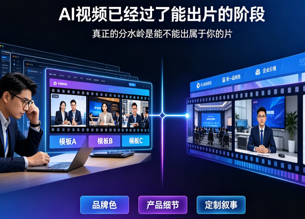 燃点魔方视频Agent对话式修改界面,展示“把第三段换成产品特写”的指令与局部重做效果