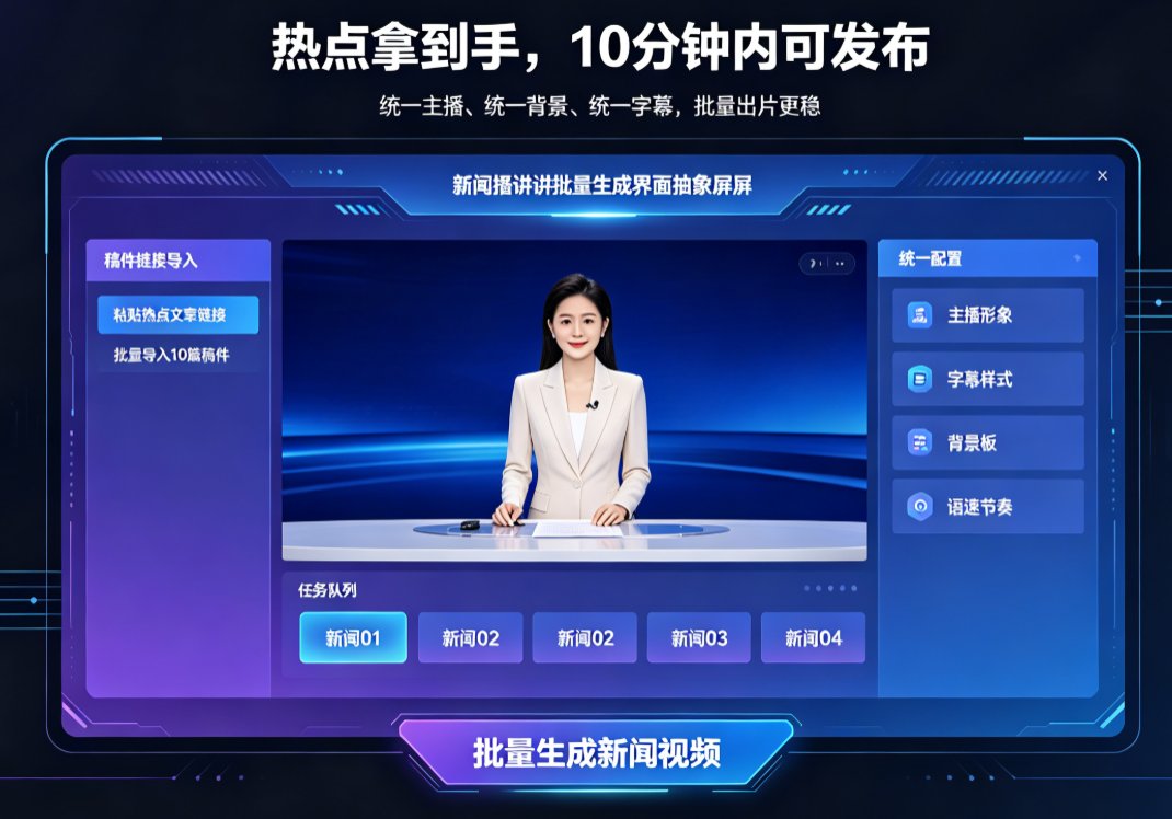 新闻播讲短视频如何批量生产？燃点魔方支持自定义虚拟主播吗？