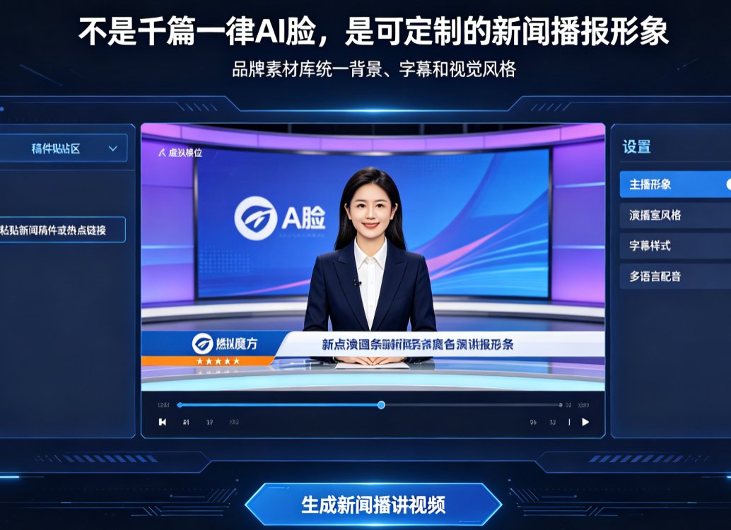 新闻稿怎么快速变短视频？燃点魔方新闻播讲，虚拟主播秒出片