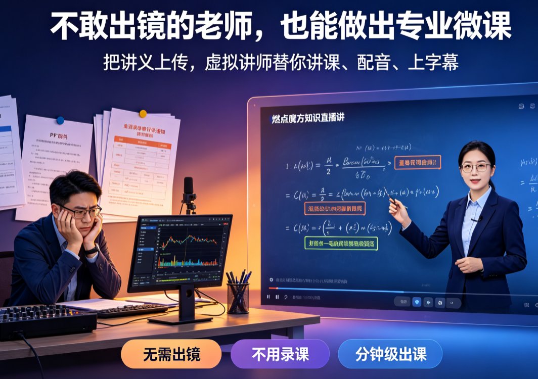 教师如何将讲义变虚拟讲师视频？燃点魔方知识播讲，3步搞定微课