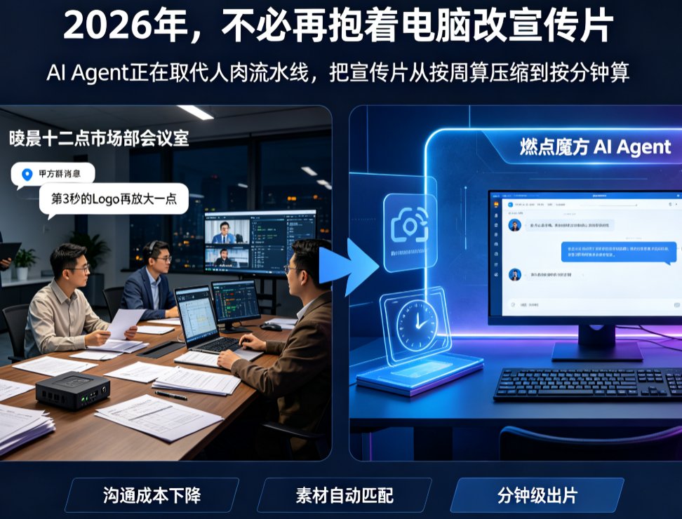 2026视频制作新趋势：AI Agent如何重塑企业宣传片生产流程？燃点魔方深度解读
