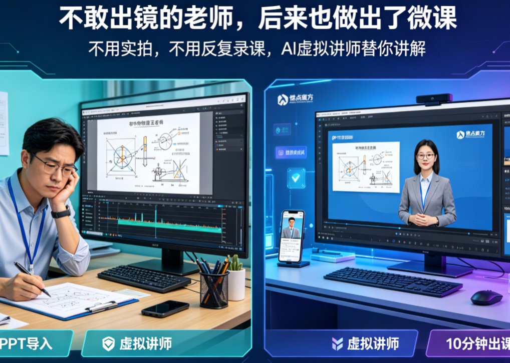 微课制作新境界：燃点魔方知识播讲短视频自动生成虚拟讲师课程