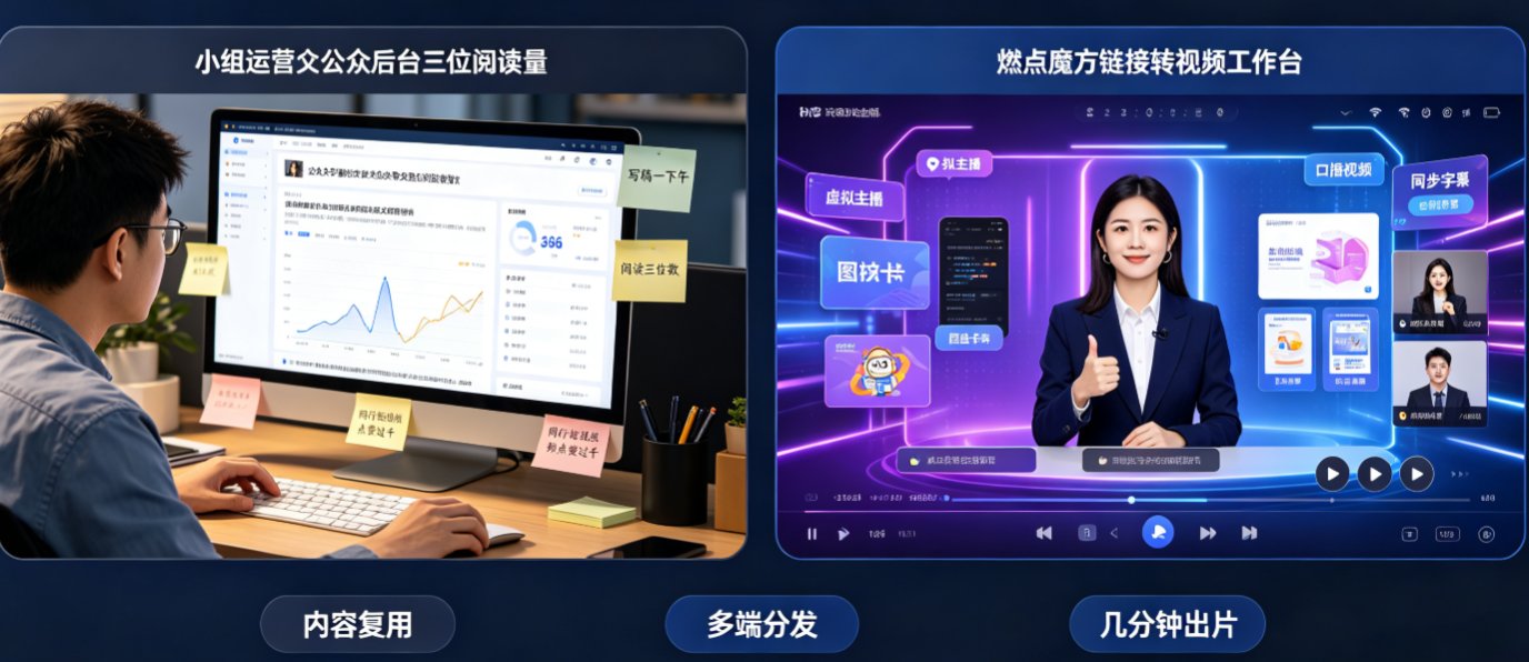 公众号文章如何快速转成短视频？燃点魔方链接转视频实测