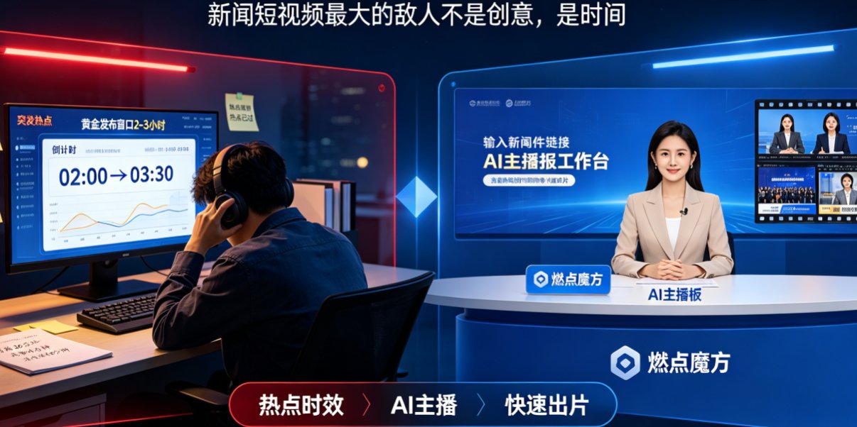 新闻热点如何快速做成主播播报视频？燃点魔方新闻播讲功能测评