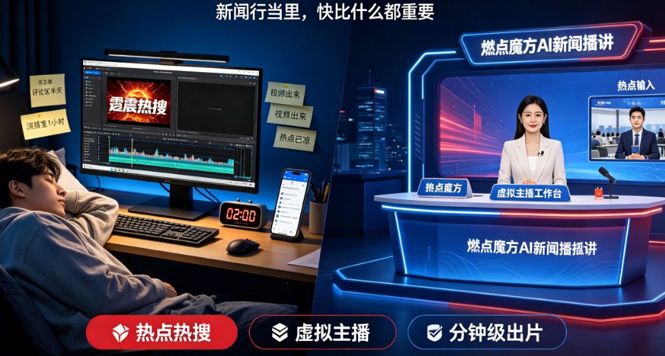 新闻视频怎么做？燃点魔方AI一键生成虚拟主播播报短视频