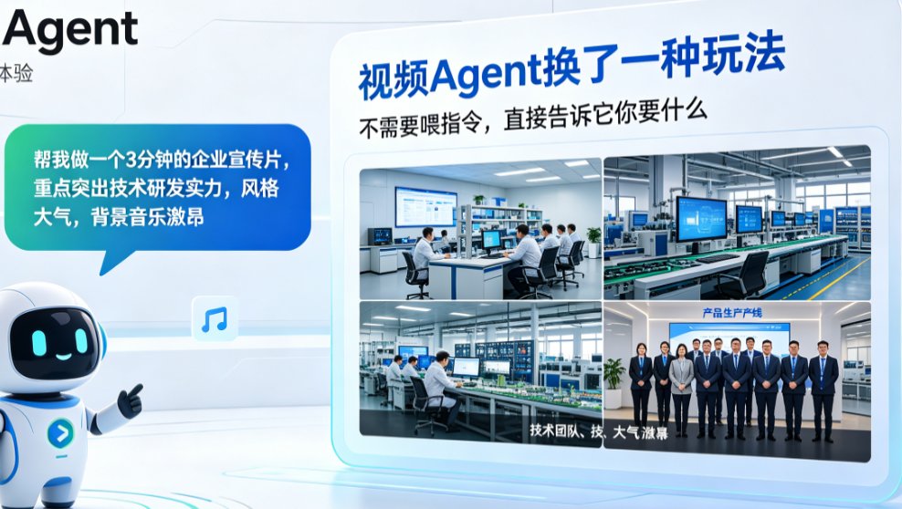 燃点魔方视频Agent对话修改界面,用户输入“第二个镜头换成产品实拍”后,下方分镜序列中第2个镜头被高亮标记