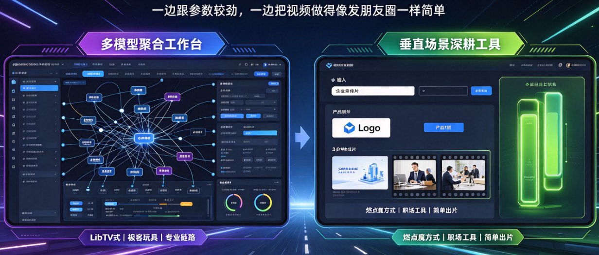 燃点魔方知识播讲短视频制作界面，左侧为课件大纲输入区，右侧为虚拟讲师实时预览，底部为配音语言选择栏
