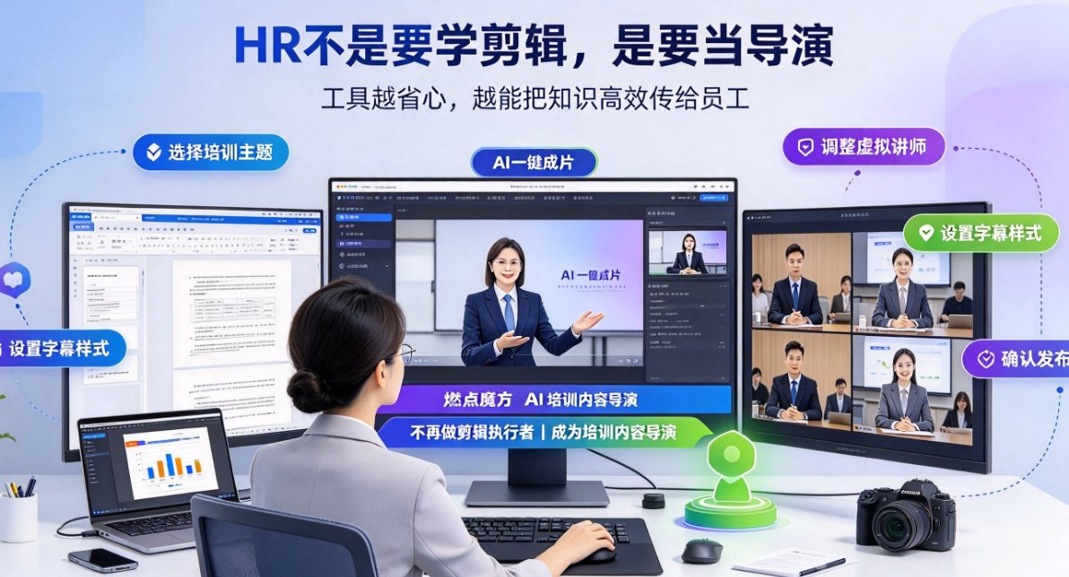 燃点魔方后台导入培训文档后,AI自动生成大纲与脚本的界面截图