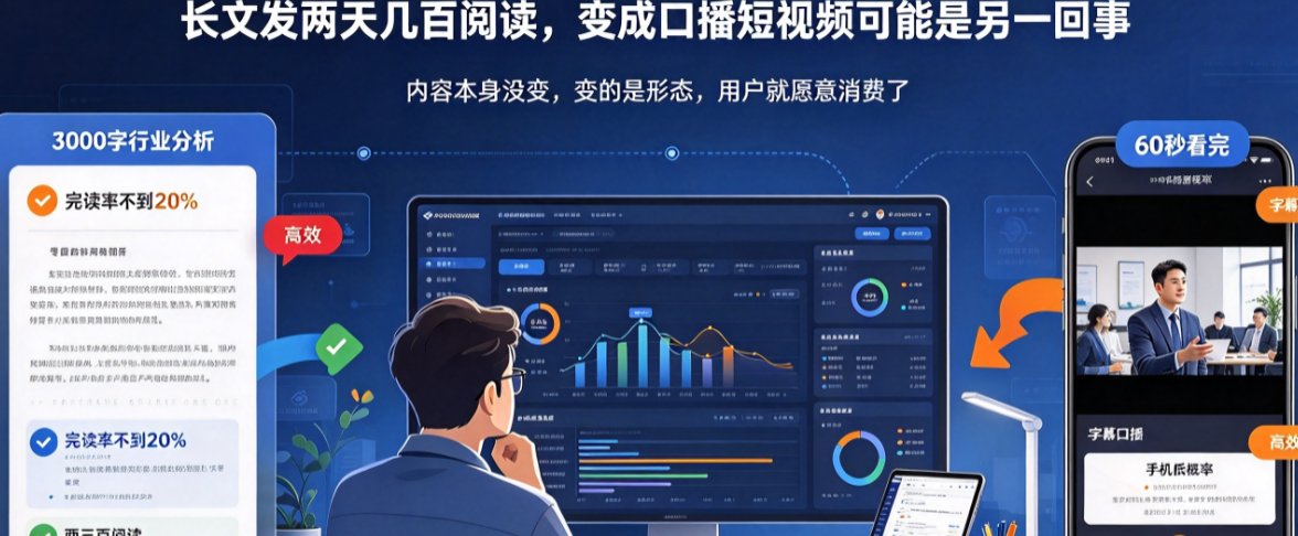 长文章如何一键变成口播短视频？燃点魔方链接转视频实测教程