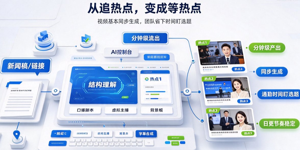 新闻热点追不动？燃点魔方新闻播讲快速生成主播视频