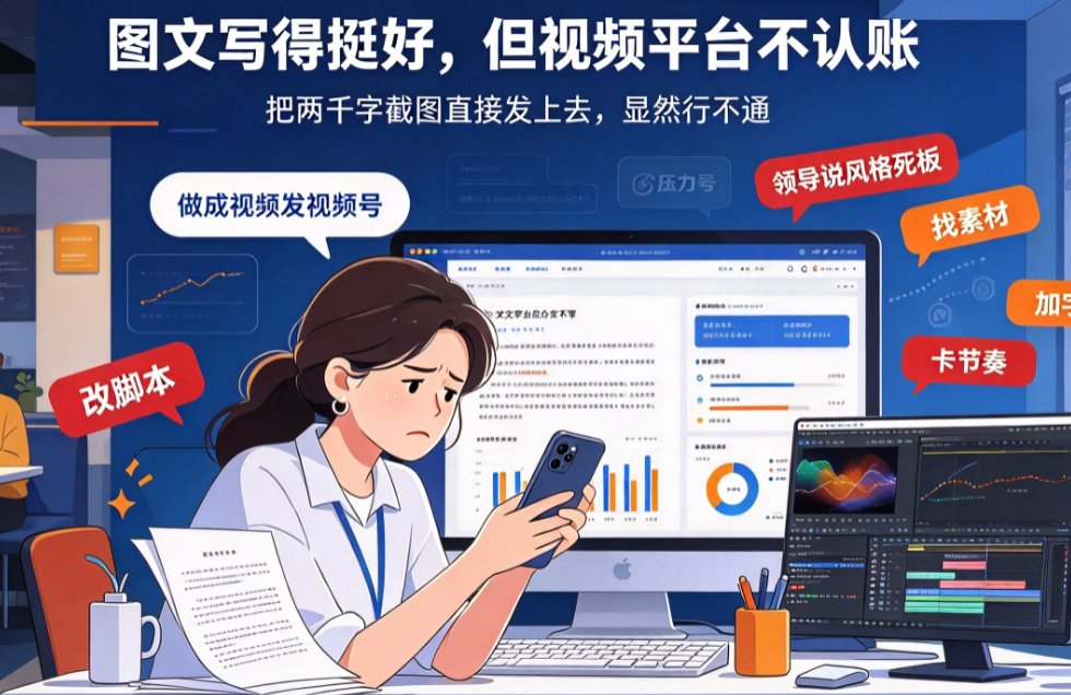 燃点魔方链接转视频功能处理中的界面,显示AI正在解析文章关键词和生成脚本的进度条