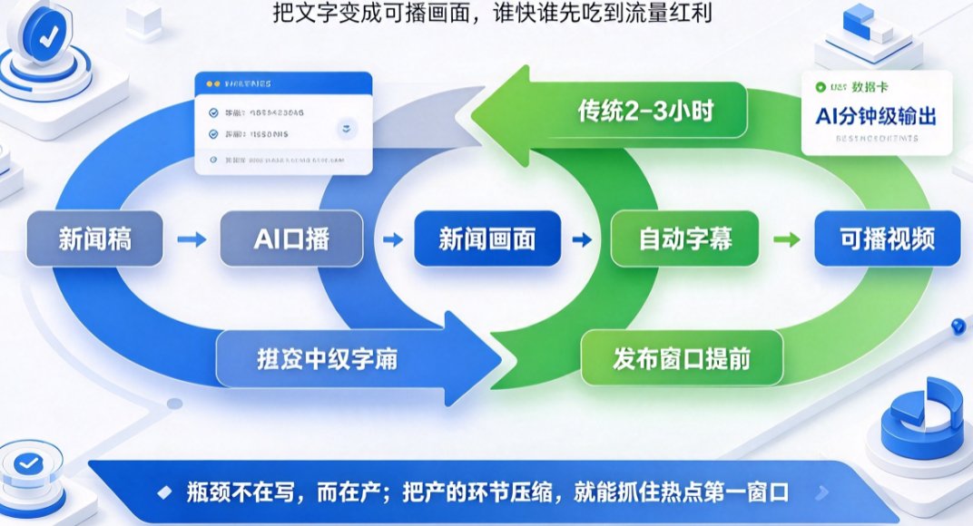 新闻播报短视频怎么做？燃点魔方AI虚拟主播一键生成热点播报