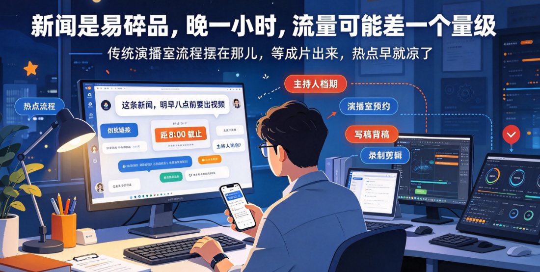 新闻播报短视频制作繁琐？燃点魔方AI生成主播风格，输入链接即出片
