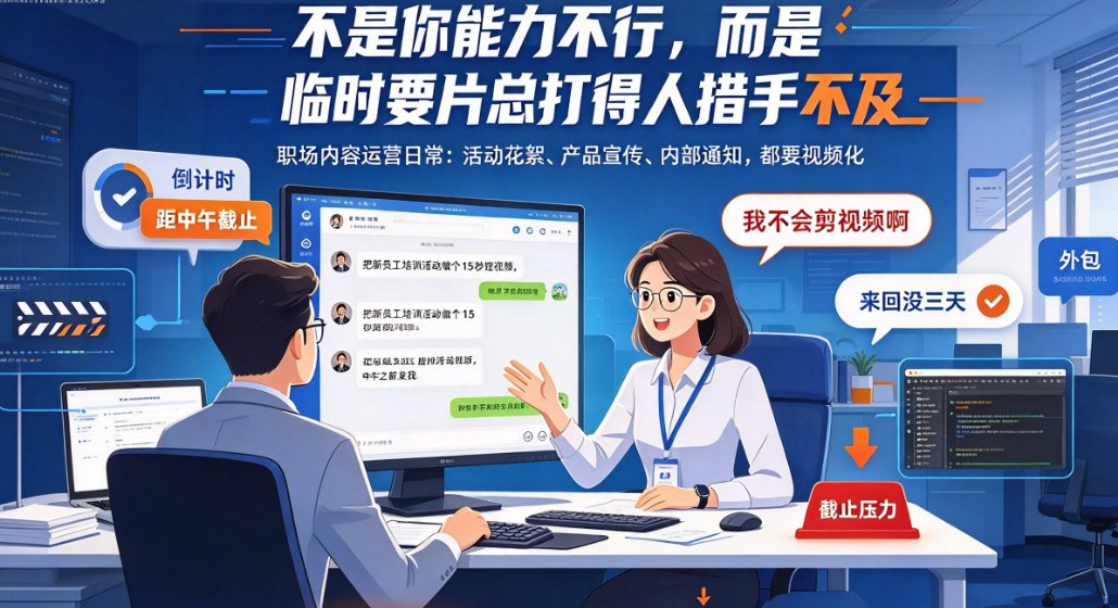 职场内容运营没视频素材？燃点魔方AI一键成片，从文案到视频全自动