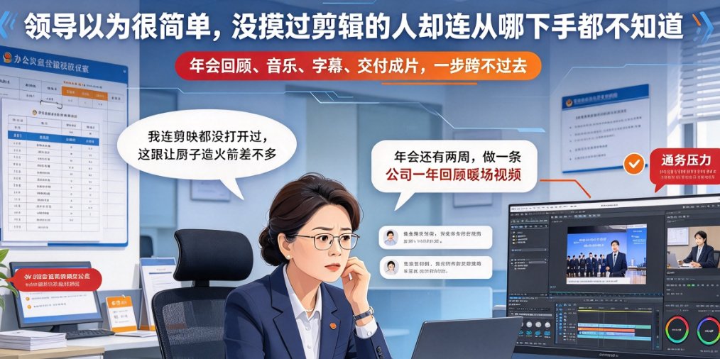 燃点魔方AI一键成片的操作界面，左侧是主题输入框，右侧是成片实时预览
