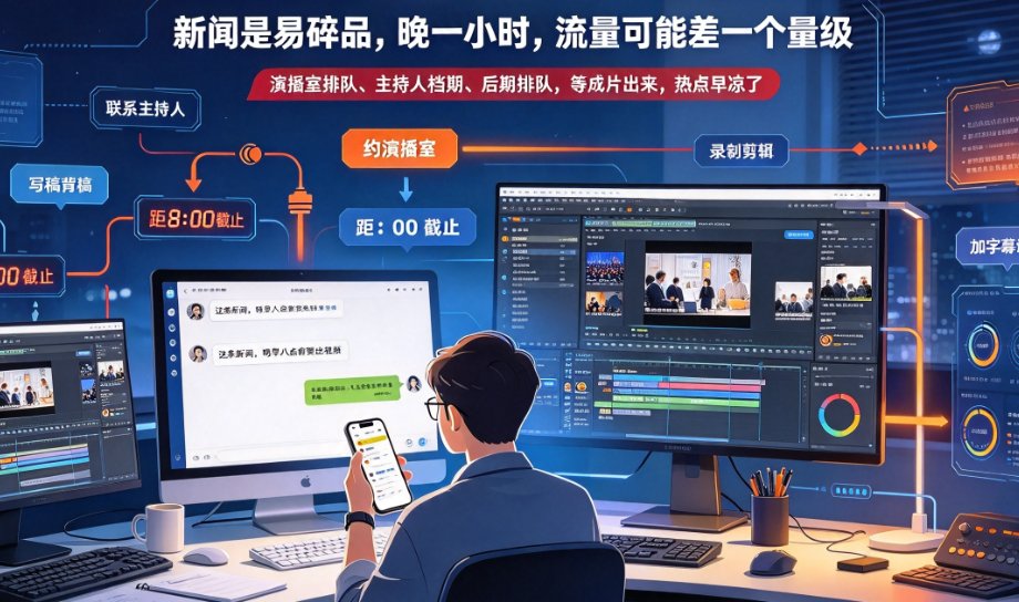 粘贴新闻稿件链接后,系统自动提取核心内容并生成口播脚本的界面