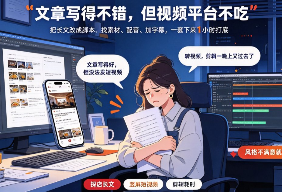 文章太长没人看？燃点魔方链接转视频，一键生成口播短视频