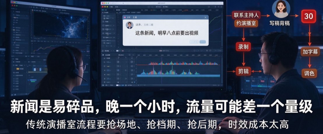 新闻播报视频制作太麻烦？燃点魔方输入稿件自动生成主播风短视频