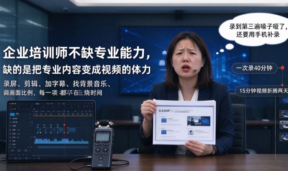 燃点魔方PPT转视频操作界面,左侧为PPT内容结构识别面板,右侧为配音音色与字幕样式选择区
